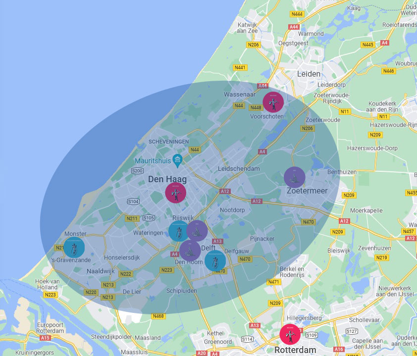 vaktherapie haaglanden kaart